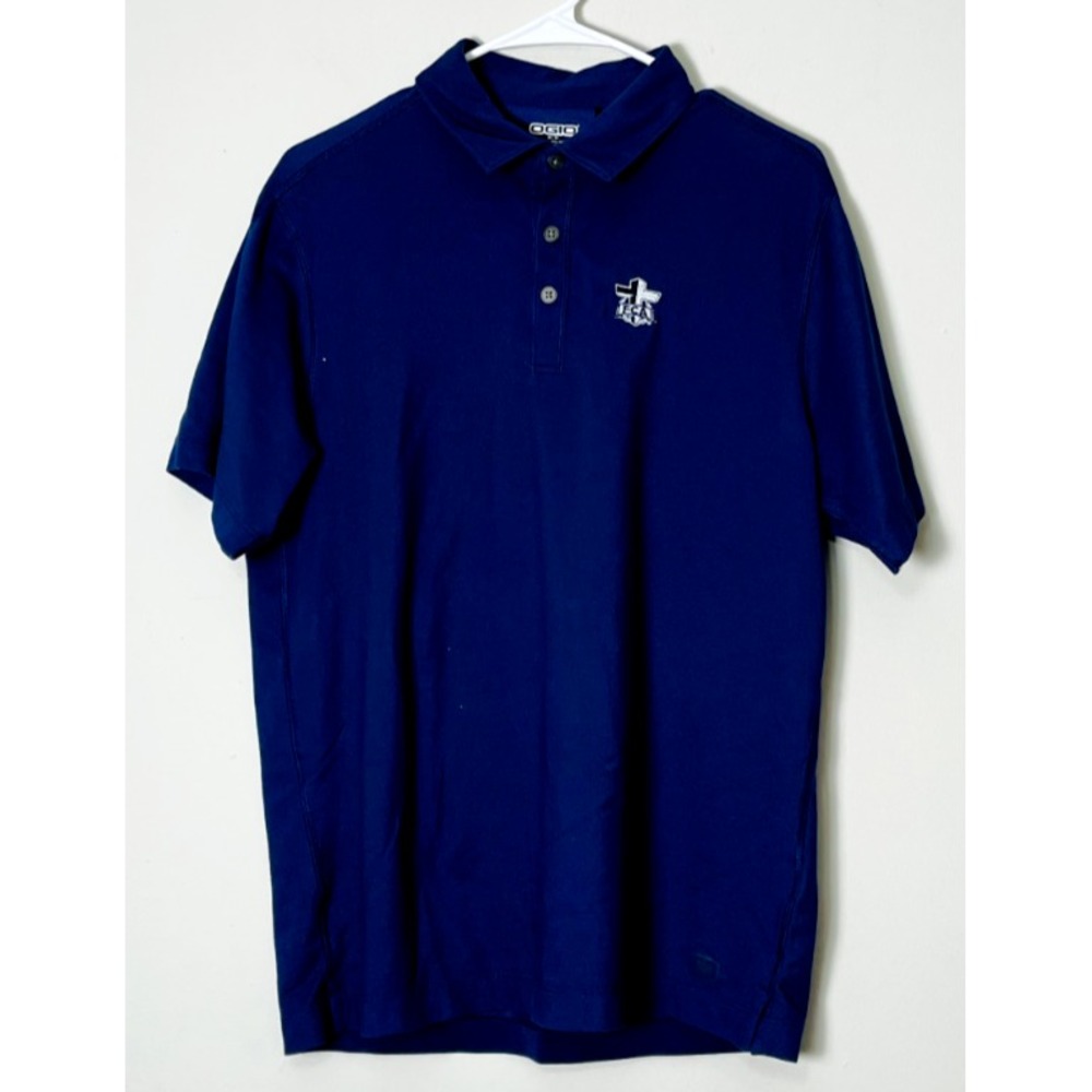 OGIO Golf Polo Shirt Men's Medium Blue‎ Performance Athletic Training FCA Cross